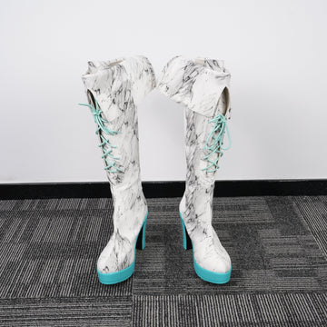 Miku White Blue Custom Made Shoes Boots Cosplay Anime