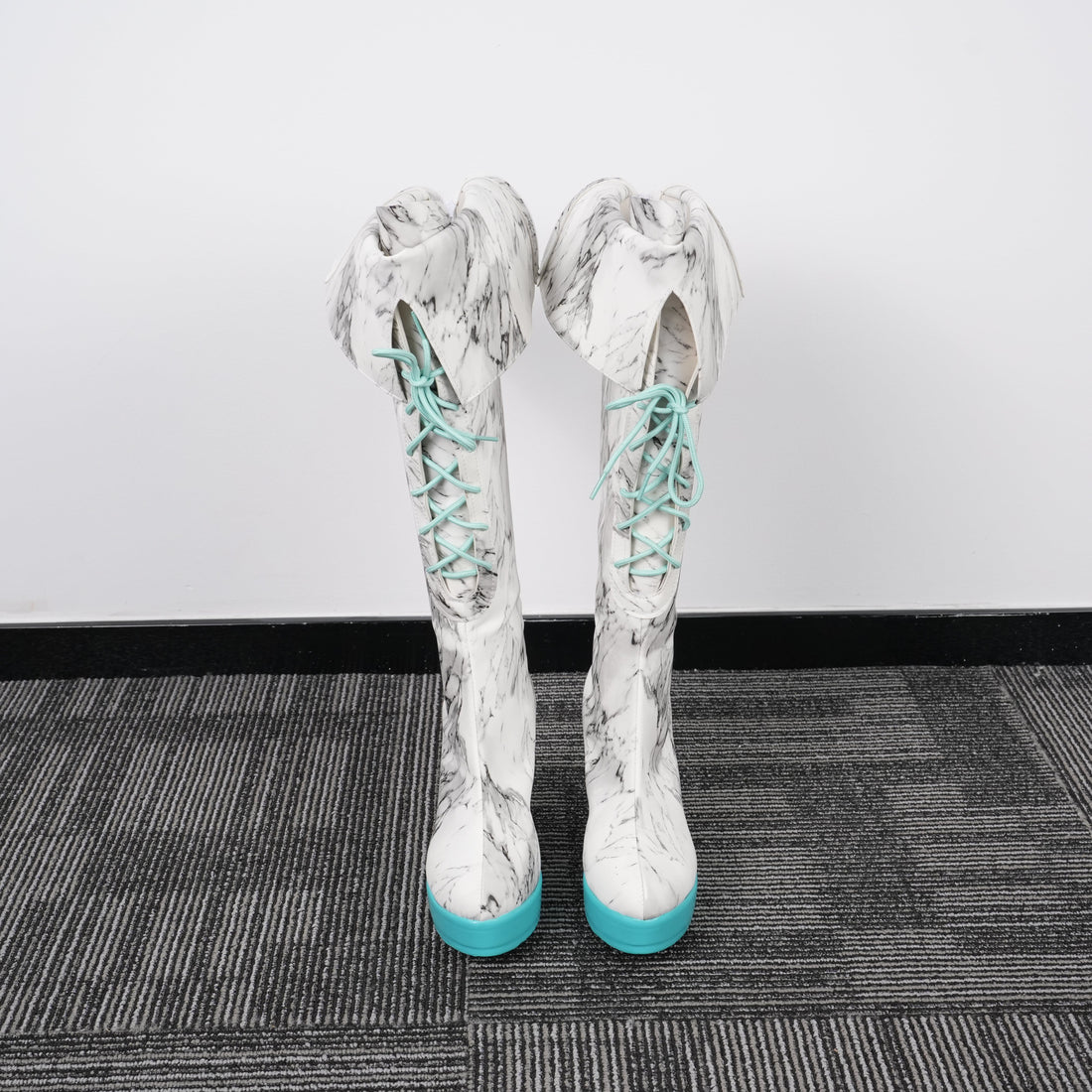 Miku White Blue Custom Made Shoes Boots Cosplay Anime