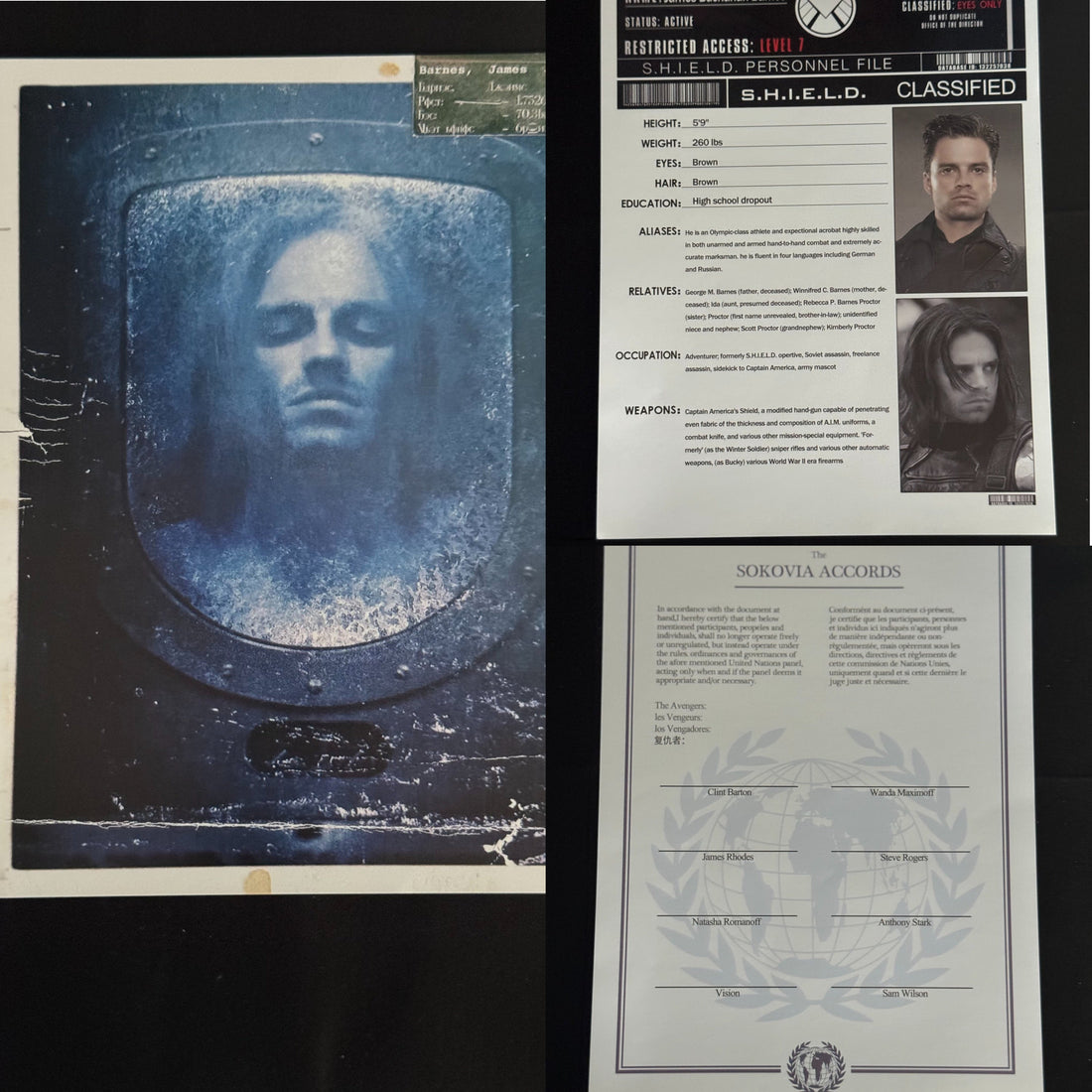 Winter Soldier Top Secret S.H.I.E.L.D. Files – Bucky Barnes Physical Prop Set