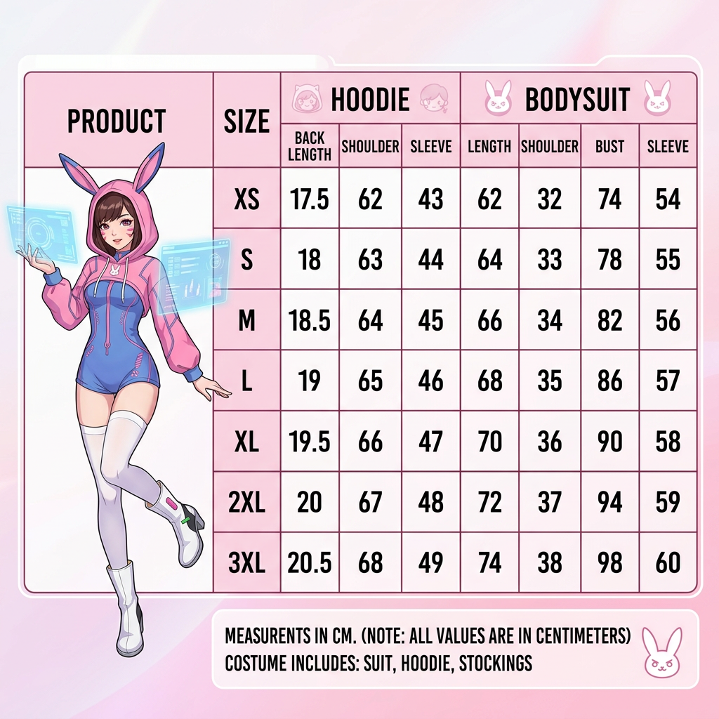 D.Va Cosplay Costume – Overwatch Hoodie Jumpsuit Outfit