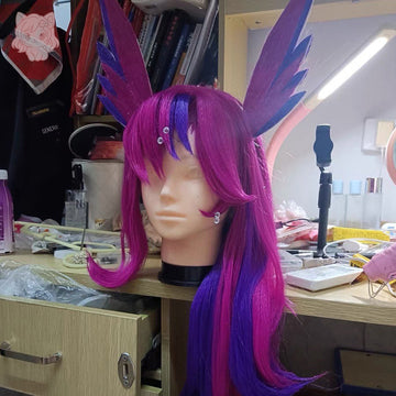 Xayah Cosplay Wig with Ears – League of Legends Anime Character Wig