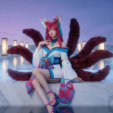 Ahri Spirit Blossom Inspired Cosplay Costume - Complete Anime Outfit for Expo Use