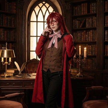 Grell Sutcliff Cosplay Costume Outfit | Red Butler-Inspired Full Set | Elegant Gothic Lolita Costume for Events & Photoshoots