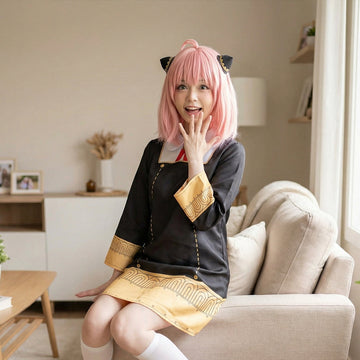 Anime Expo Anya Forger Black Cosplay Outfit - Complete Costume Set for Events and Photoshoots