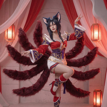 Ahri Red Magic Full Cosplay Outfit - Anime Costume Set for Events & Photoshoots