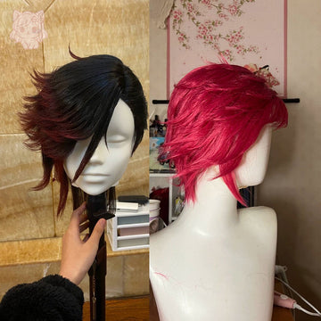 Vi Cosplay Wig – Arcane League of Legends Black and Red Character Wig