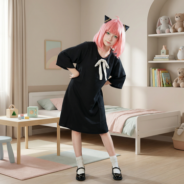 Convention Ready Anya Black Cosplay Costume - Full Anime Outfit Set for Expo Events