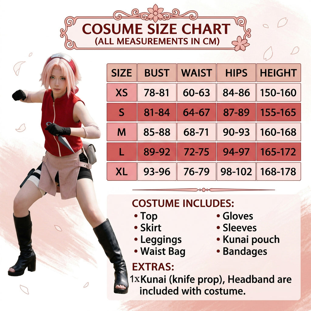 Sakura Haruno Cosplay Costume – Naruto Shippuden Kunoichi Outfit